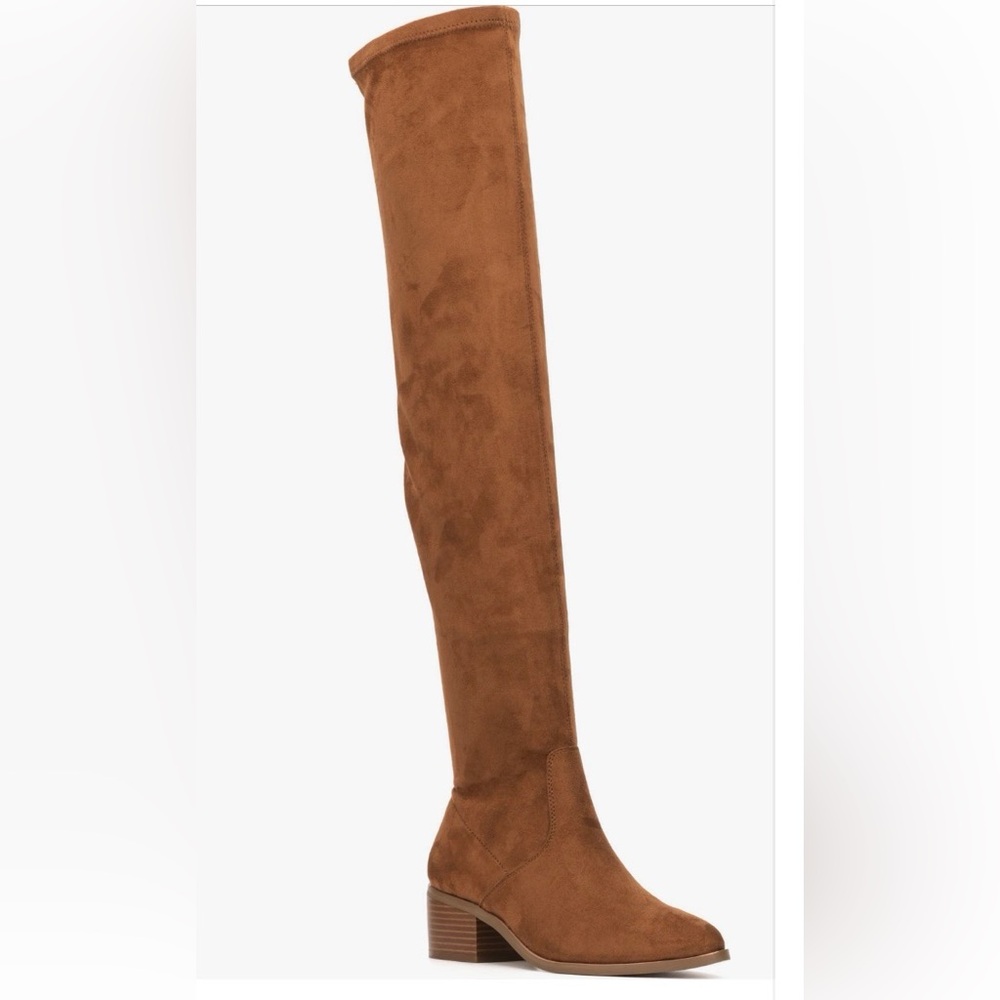 🆕 NY & Co | Women's Over-the-Knee Rana Faux Suede Boot - Cognac SZ 7.5